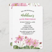 Wasserfarbe Rosa Japanischer Anemone Geburtstag Einladung (Vorne/Hinten)