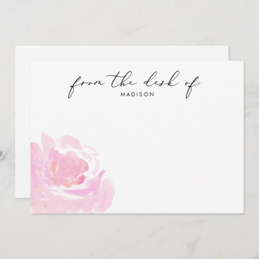 Wasserfarbe Rosa Kalligrafie Mitteilungskarte (Vorne/Hinten)