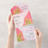 Wasserfarbe Rosa karibische Hochzeit All In One Einladung (Abreißen)