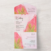 Wasserfarbe Rosa karibische Hochzeit All In One Einladung (Innen Boden)