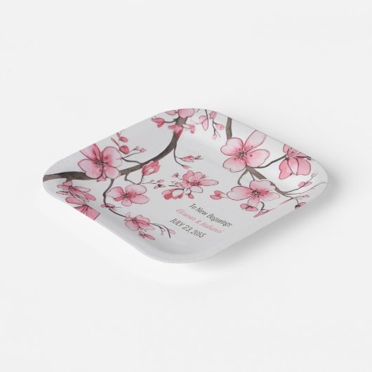 Wasserfarbe Rosa Kirschblossom Blumenzehen Pappteller (Gewinkelt)
