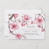 Wasserfarbe Rosa Kirschblossom Blumenzehen RSVP Karte (Rückseite)