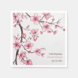 Wasserfarbe Rosa Kirschblossom Blumenzehen Serviette