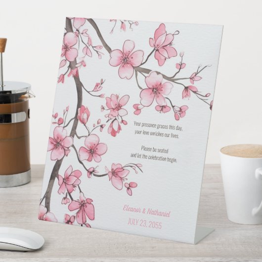 Wasserfarbe Rosa Kirschblossom Blumenzehen Sockelschild (In Situ)