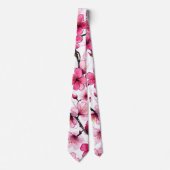 Wasserfarbe Rosa Kirschblossom Muster Krawatte (Vorderseite)