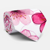 Wasserfarbe Rosa Kirschblossom Muster Krawatte (Gerollt)