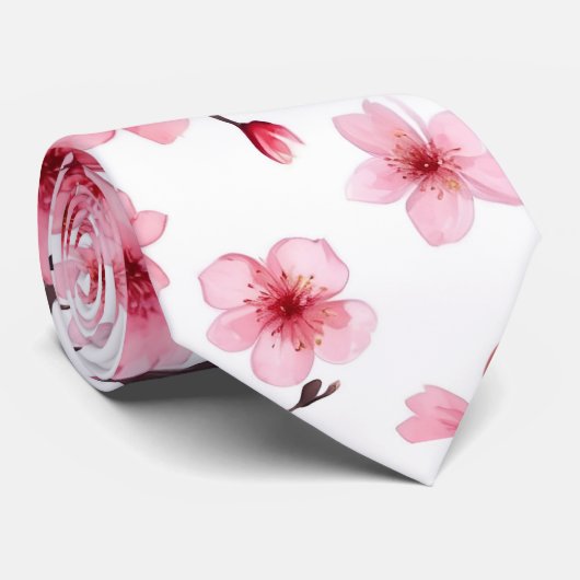 Wasserfarbe Rosa Kirsche Blossom Bläserner Krawatte (Gerollt)