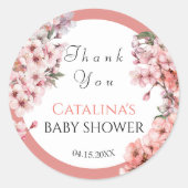 Wasserfarbe Rosa Kirsche Blossom Elegant Vielen Da Runder Aufkleber (Vorderseite)