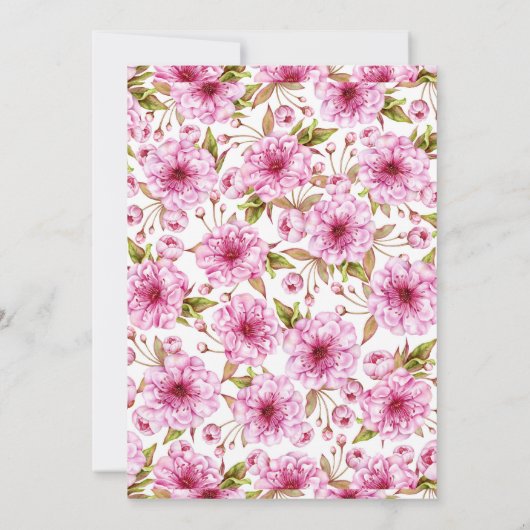 Wasserfarbe Rosa Kirsche Blossom Kinderdusche Einladung (Rückseite)