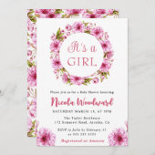 Wasserfarbe Rosa Kirsche Blossom Kinderdusche Einladung (Vorne/Hinten)