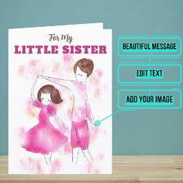 Wasserfarbe Rosa kleine Schwester Geburtstag Karte