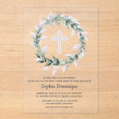 Wasserfarbe Rosa Kreuz Erste Kommune Acryleinladungen (Vorderseite)