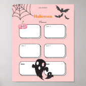 Wasserfarbe Rosa Kürbis Geist Halloween Planner Poster (Vorne)