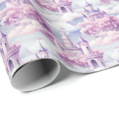 Wasserfarbe Rosa Lila Prinzessin Burg - Geschenkpapier (Rolleneckpunkt)