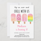 Wasserfarbe Rosa Mädchen Geburtstag Einladung (Vorderseite)