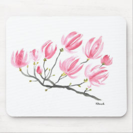 Wasserfarbe Rosa Magnolia Natur Botanisches Flora Mousepad