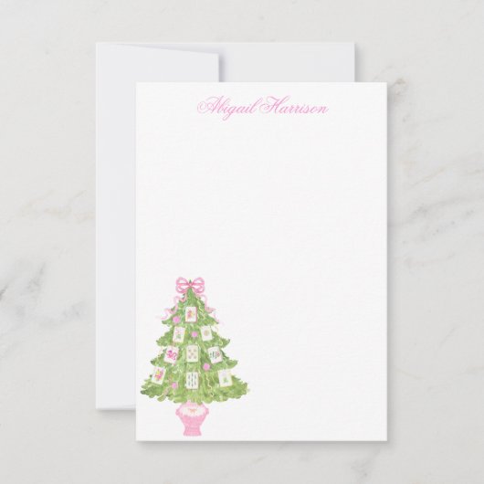Wasserfarbe Rosa Mahjong Weihnachtsbaum Custom Mitteilungskarte (Vorderseite)