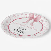 Wasserfarbe Rosa Minimalistisch Elegante Gir Babyd Pappteller (Schrägansicht)