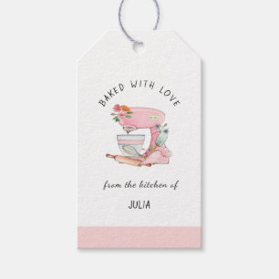 Wasserfarbe Rosa Mixer "gebacken mit Liebe" Geschenkanhänger