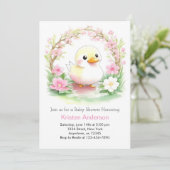 Wasserfarbe Rosa Niedliche Wildblumen Girl Baby Du Einladung (Stehend Vorderseite)