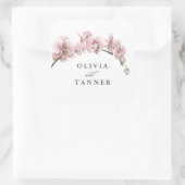 Wasserfarbe Rosa Orchideen Tropisches Paradies Hoc Quadratischer Aufkleber (Tasche)