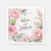 Wasserfarbe Rosa Pastel florale Hochzeit Napkins Serviette (Vorderseite)