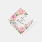 Wasserfarbe Rosa Pastel florale Hochzeit Napkins Serviette (Ecke)