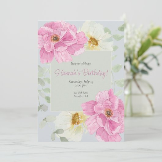 Wasserfarbe Rosa Peere Einladung (Stehend Vorderseite)