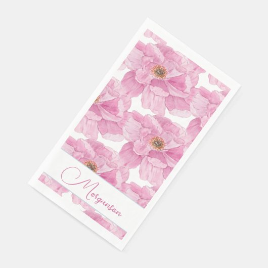 Wasserfarbe Rosa Peere Serviette (Ecke)
