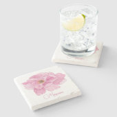 Wasserfarbe Rosa Peere Steinuntersetzer (Seitenansicht)