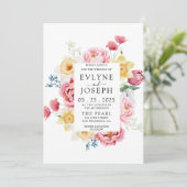 Wasserfarbe Rosa Péony Blumenstrasse Einzigartige Einladung (Stehend Vorderseite)