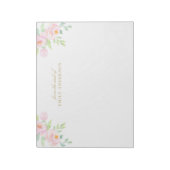 Wasserfarbe Rosa Péony Floral Von der Rezeption Notizblock (Rotiert)