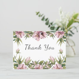 Wasserfarbe Rosa Peony, grüne Hochzeit danke Karte