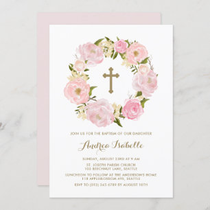 Wasserfarbe Rosa Peony Wreath Taufe Einladung