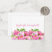 Wasserfarbe Rosa Peonys Custom Vielen Dank Mitteilungskarte (Vorderseite/Rückseite Beispiel)