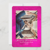 Wasserfarbe Rosa Pfau Elegante Weihnachtskarte Einladung (Vorderseite)