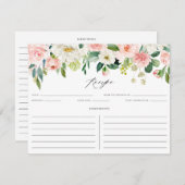 Wasserfarbe Rosa Pfirsich Blumengarten Rezept Begleitkarte (Vorne/Hinten)