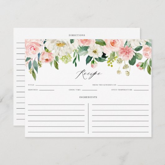 Wasserfarbe Rosa Pfirsich Blumengarten Rezept Begleitkarte (Vorne/Hinten)
