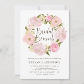 Wasserfarbe Rosa Pink Peony Wreath Bridal Brunch Einladung (Vorderseite)