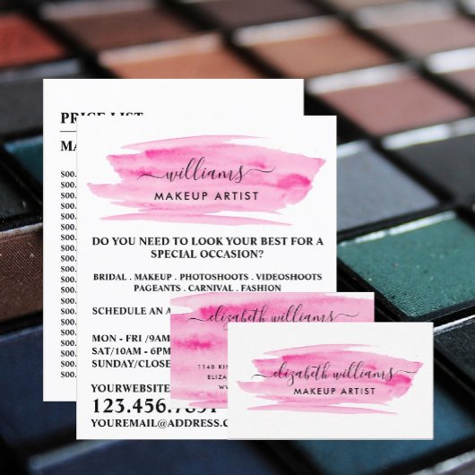 Wasserfarbe Rosa Pinselstrich Makeup Artist Flyer