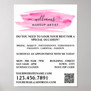 Wasserfarbe Rosa Pinselstrich Makeup Artist Poster