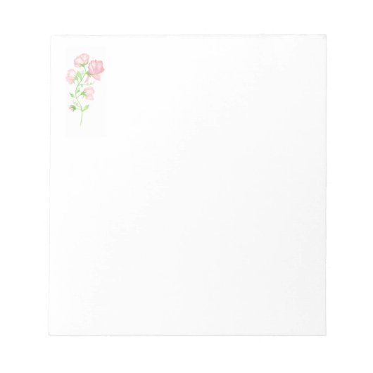 Wasserfarbe, rosa Platterbsen Notepad Notizblock (Vorderseite)