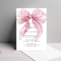 Wasserfarbe Rosa Ribbon Bow Erster Geburtstag