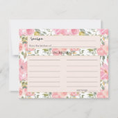 Wasserfarbe Rosa Rosa Rezept Karte für eine Hochze (Vorderseite)