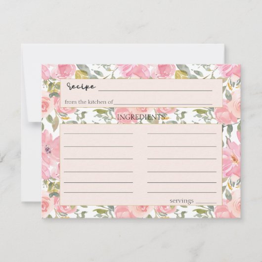 Wasserfarbe Rosa Rosa Rezept Karte für eine Hochze (Vorderseite)