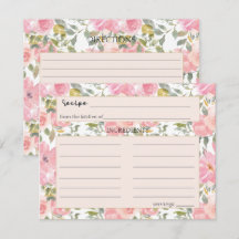 Wasserfarbe Rosa Rosa Rezept Karte für eine Hochze