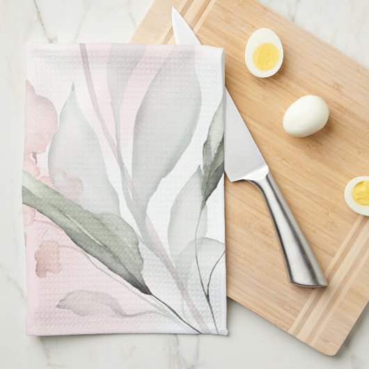 Wasserfarbe Rosa Rose Geschirrtuch (Viertel Falte)