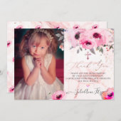 Wasserfarbe Rosa Rose Kommune Danke Einladung (Vorne/Hinten)