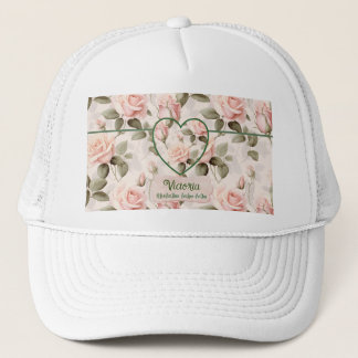 Wasserfarbe Rosa Rose und botanische Farbe Truckerkappe