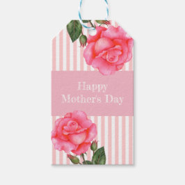 Wasserfarbe Rosa Rose Weiße Streifen Muttertag Geschenkanhänger